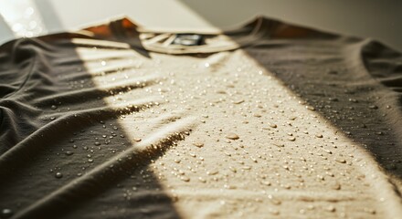 Water Droplets on T-shirt Demonstrating Waterproof or Water-resistant Properties