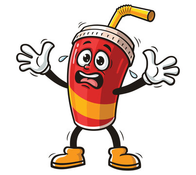 recommend clip art: Soft drink cup character mascot cartoon is panic