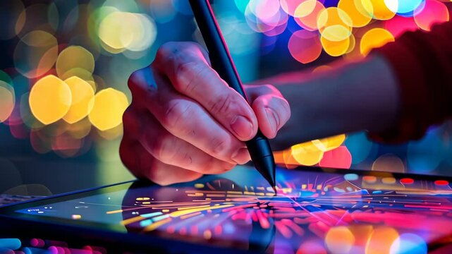 professional animator working with a tablet for content creation