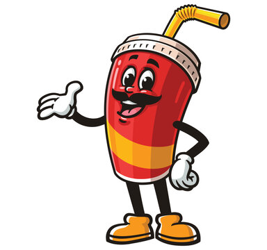 recommend clip art: Soft drink cup character mascot cartoon with mustache