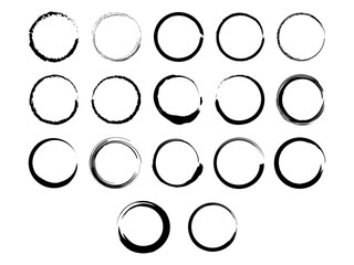 Hand Drawn Grunge Circle Line Sketch Scribble Doodle Round Circles Vector Set