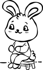 a cute rabbit sitting on a stool