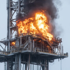Oil Rig Fire. Accident