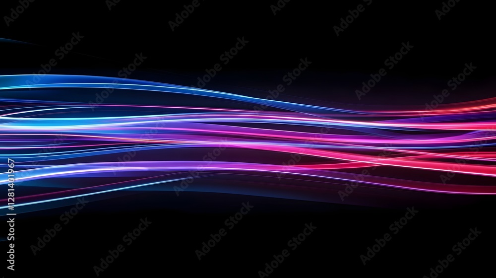 Poster Vibrant Abstract Neon Motion Blur Waves of Energy and Light  Dynamic and futuristic digital graphic with luminous fluid lines and patterns in a creative technology inspired design