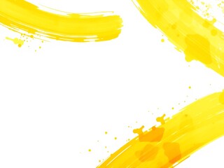 Vibrant Yellow Brush Stroke on Pure White Canvas Capturing Artistic Expression and Creative Energy
