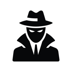 scammer icon, stranger in hat, human silhouette isolated on transparent