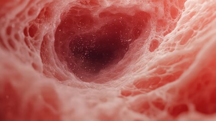 Abstract Interior View of Pink Mottled Organic Structure with Sparkling Elements