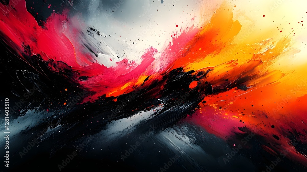 Aufkleber vibrant fiery explosion of abstract colorful chaos and dramatic motion a powerful intense
