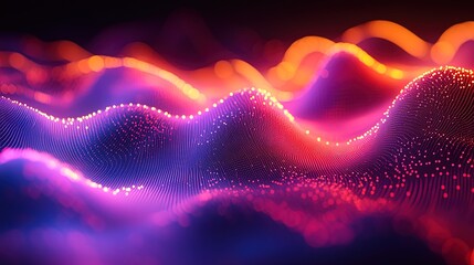 Abstract digital background with glowing data points, geometric technology patterns, and circuit-like structures 