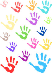 Hands colourful illustration with white background.