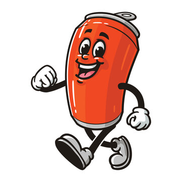recommend clip art: Soda Can character mascot cartoon is walking