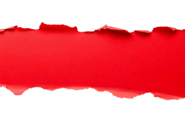 Red ripped paper torn edges strips isolated on white background