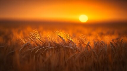 Fototapeta premium Golden wheat field at sunset. (2)