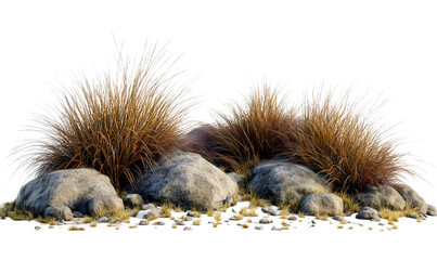 Green thatch and stones