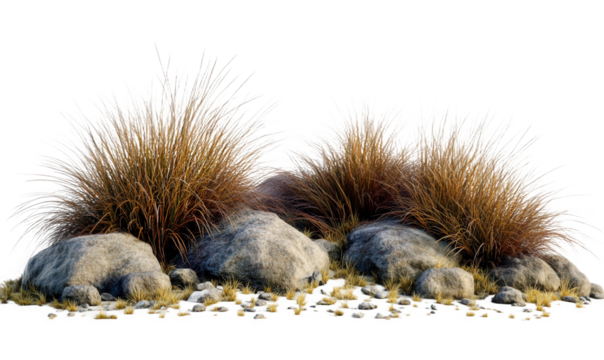 Green thatch and stones