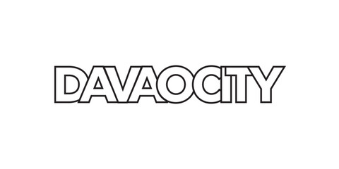 Davao City in the Philippines emblem. The design features a geometric style, vector illustration with bold typography in a modern font. The graphic slogan lettering.
