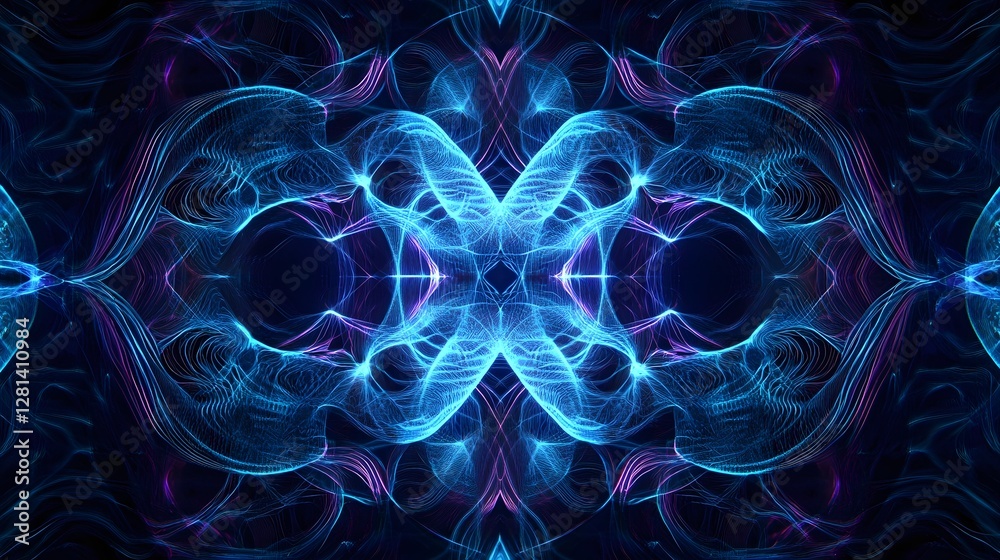 Poster Visually captivating abstract digital artwork featuring a mesmerizing array of swirling glowing neon like lights and intricate colorful fractal patterns that evoke a sense of cosmic energy