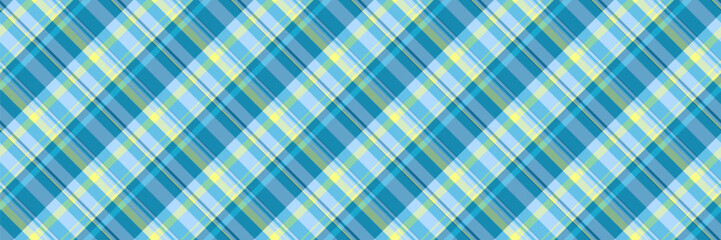 Vibrant diagonal plaid pattern in shades of blue and yellow.  Perfect for textile design, website backgrounds, or crafting projects.
