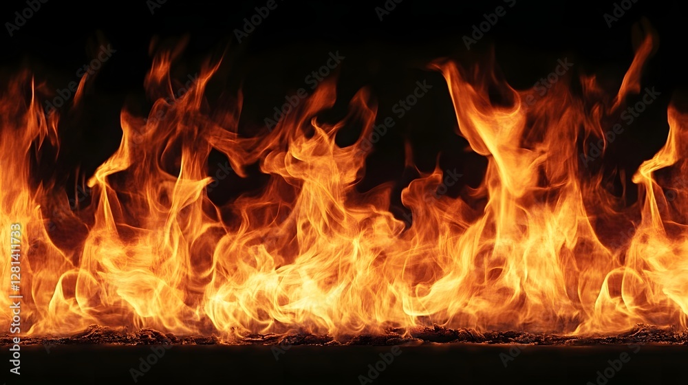 Aufkleber Vivid dynamic flames of a roaring fire engulfing the background with intense fiery energy and dramatic swirling motion  This image evokes a sense of raw elemental power danger