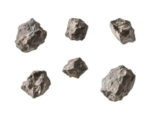 Obraz premium Collection of Irregular Rock Stones Displayed on a Transparent Background for Natural Aesthetic
