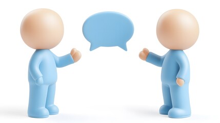 Two Cartoon Figures Discussing Ideas with a Floating Speech Bubble
