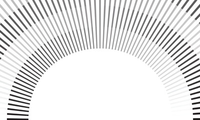 Modern Abstract Radial Arch of Black-and-White Lines Creating a Minimalist Optical Illusion with a Dynamic Curved Design