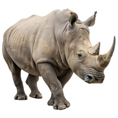 Adult rhino isolated on a transparent background