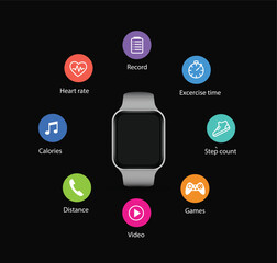smart watch functions vector