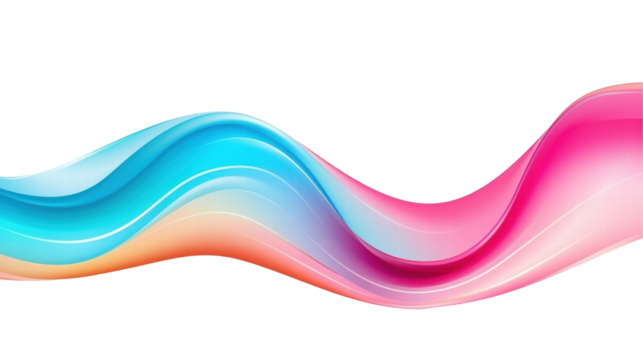 Colorful Abstract Wave Design with Smooth Gradient Flow and Transparent Background
