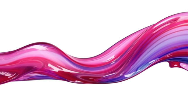 Colorful Abstract Wave Flowing Smoothly with Gradient Shades of Pink and Purple on Transparent Background