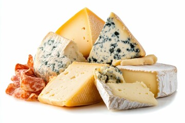Stilton Cheese. Gourmet Blue Cheese Isolated on White Background