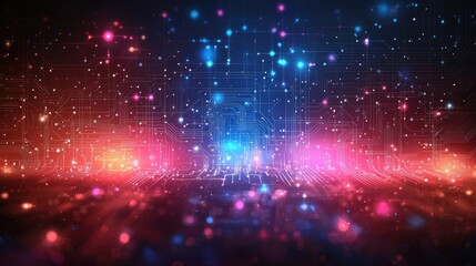 Obraz premium Abstract Digital Circuitry Glowing With Vivid Colors