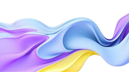 Colorful Flowing Waves of Blue, Purple, and Yellow with Smooth Gradient on Transparent Background