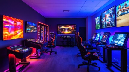 Ultimate Gaming Room: Neon Lights and High-Tech Consoles
