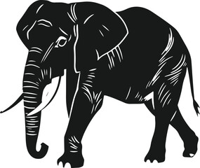 A elephant silhouette vector illustration isolated on white background.