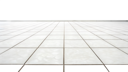 empty white tile floor on transparent background