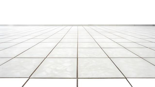 empty white tile floor on transparent background