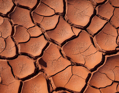 texture de surface en argile rouge seche desertique avec fissures