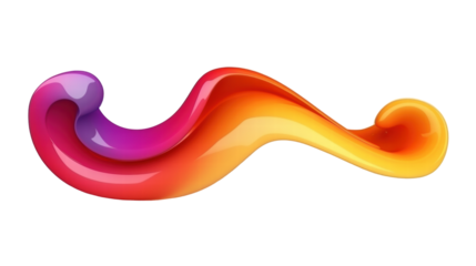Fluid Colorful Gradient Wave Shape Abstract Art On Transparent Background