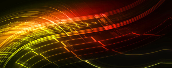 2d illustration Abstract futuristic electronic circuit technology background
