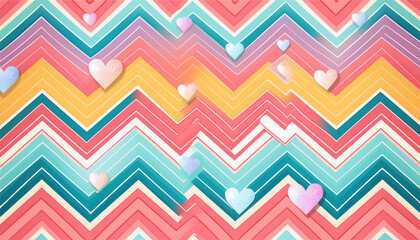 charming rainbow chevron seamless pattern infused with pastel candy heart colors for valentine s day celebrations