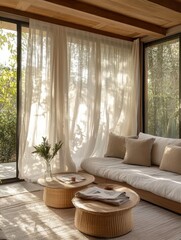 A Room with Soft White Curtain and Light Exposure
