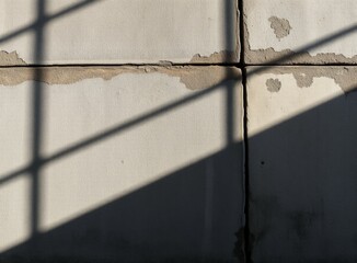Gray Concrete Wall With Geometric Shadow, Minimalist Architecture, Building Exterior