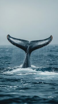 Whale tail breaking through the water surface &ndash; Phone Wallpaper
