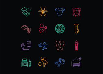 Set of icons for Dengue Fever. Editable stroke. Vector illustration	
