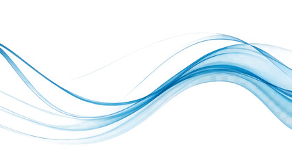 Abstract Soft Blue wave Lines Curving Elegantly Across transparent background