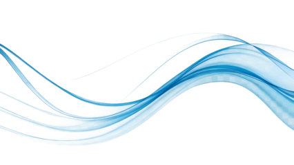 Abstract Soft Blue wave Lines Curving Elegantly Across transparent background
