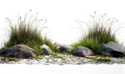Green thatch and stones