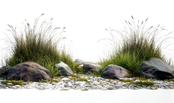 Green thatch and stones