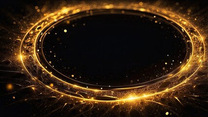 3. **Black Background with a Glittering Gold Circle**